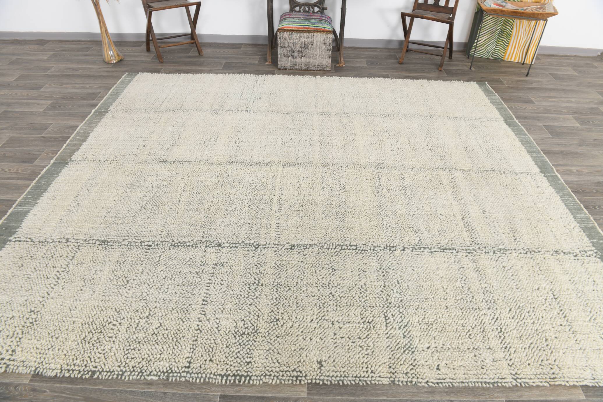 8x10 Handmade Wool Ash Green Modern Turkish Rug, 261x309Cm SK 34930