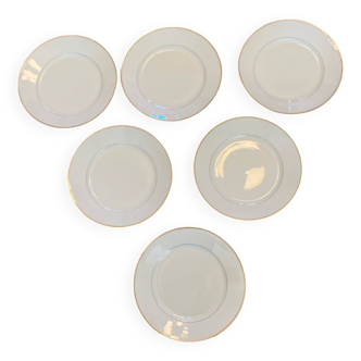 6 assiettes XIX La Pâquerette Paris. Liseré Or