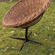 Rattan and iron swivel pod chair, 1960s