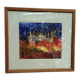 European vintage oil on canvas "Abstract" by unknown artist, glazed and framed 33×30cm
