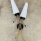 Pair of 1950s wall lights, opaline and brass tulips, Lunel Arlus