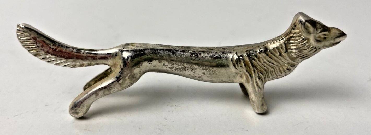 6 Vintage Silver Metal Knife Rests - Elegant Fox Design