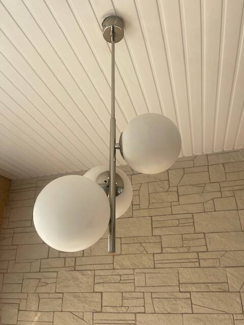 Opaline spaceage pendant light 1970 chrome