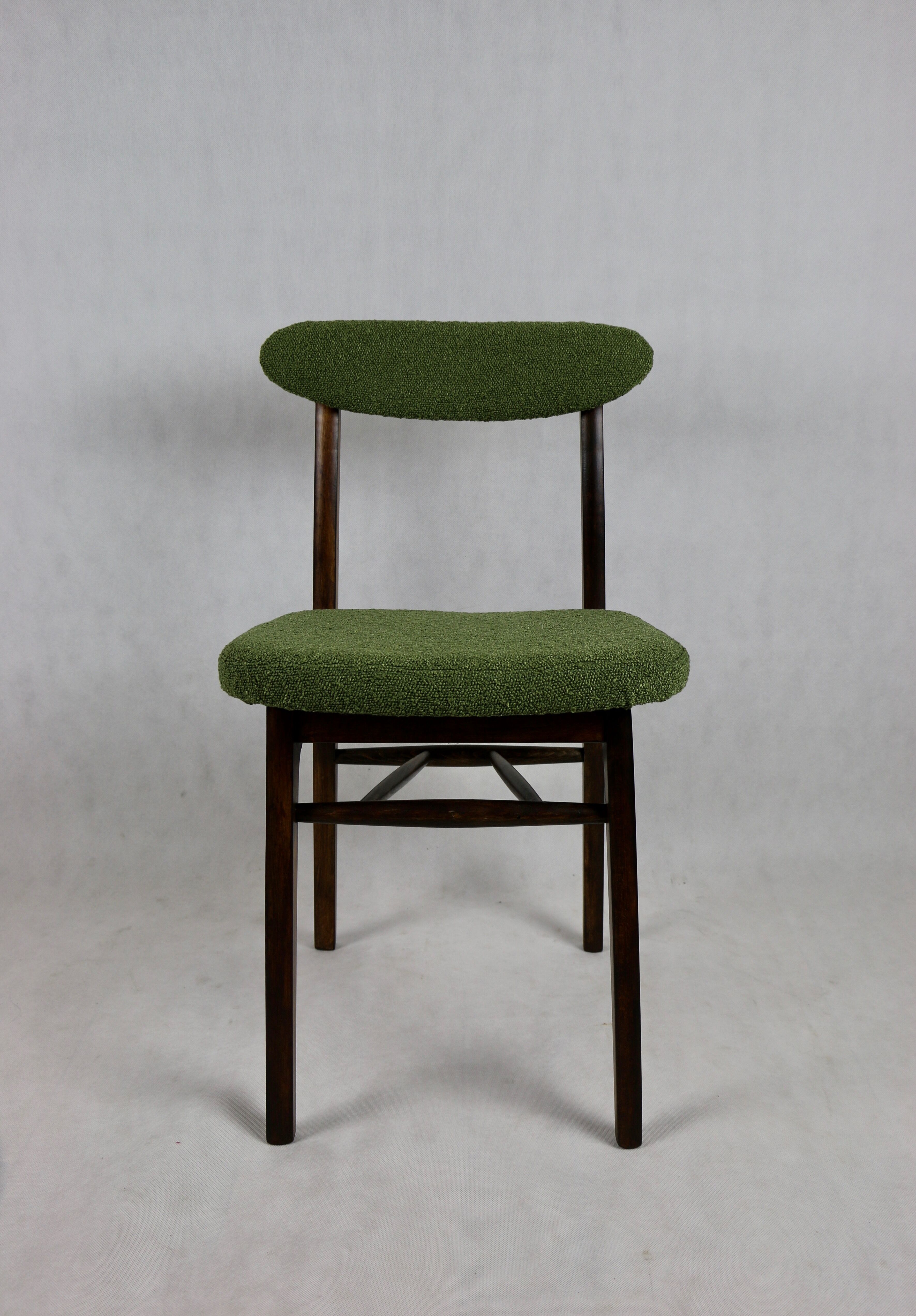 Green olive boucle dining chair from rajmund halas, 1970s,