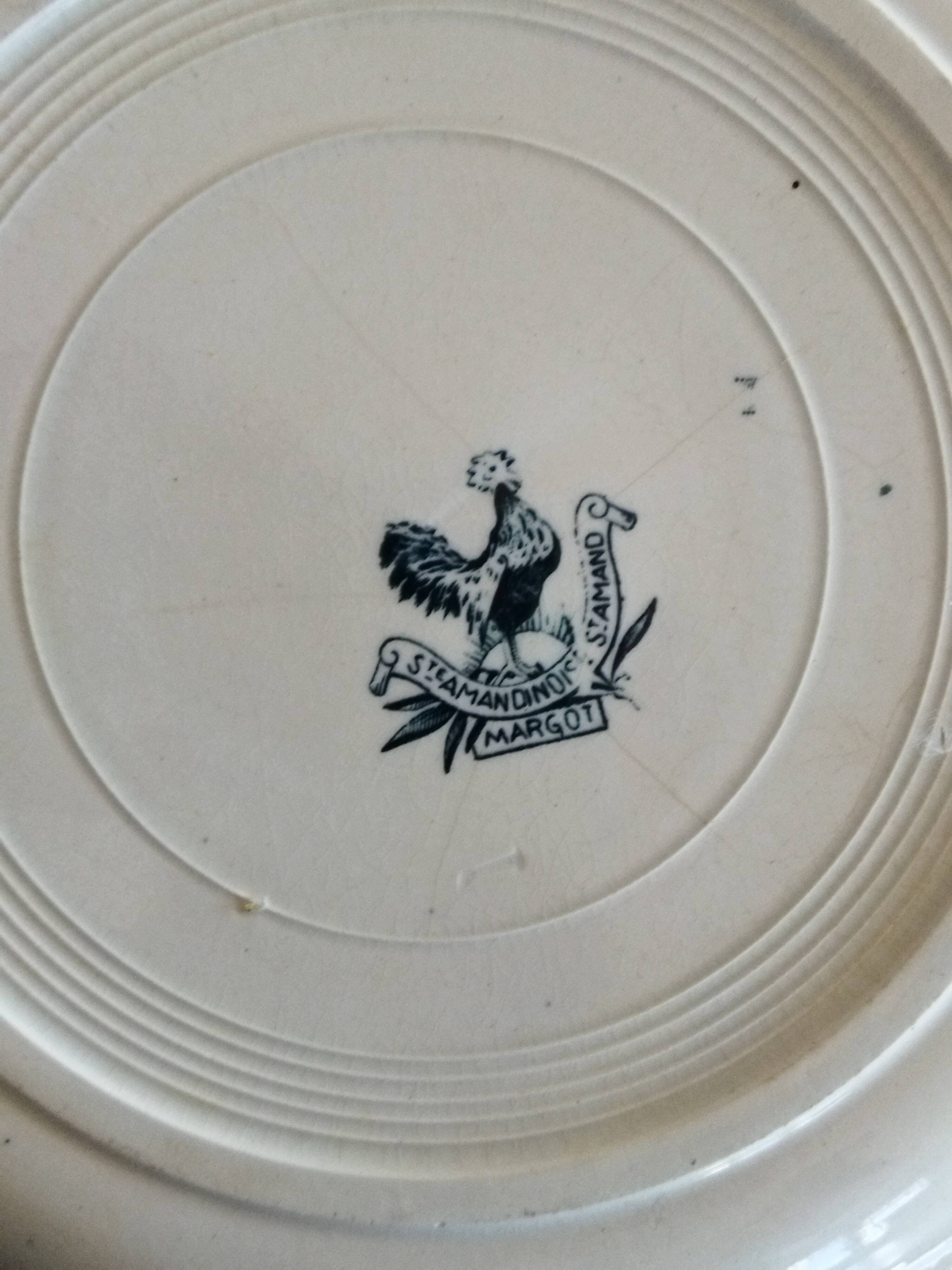 8 iron earthenware plates (St Amand Hamage HB & Cie Sarreguemines Digoin)