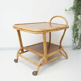 Vintage rattan bamboo serving tray 1960