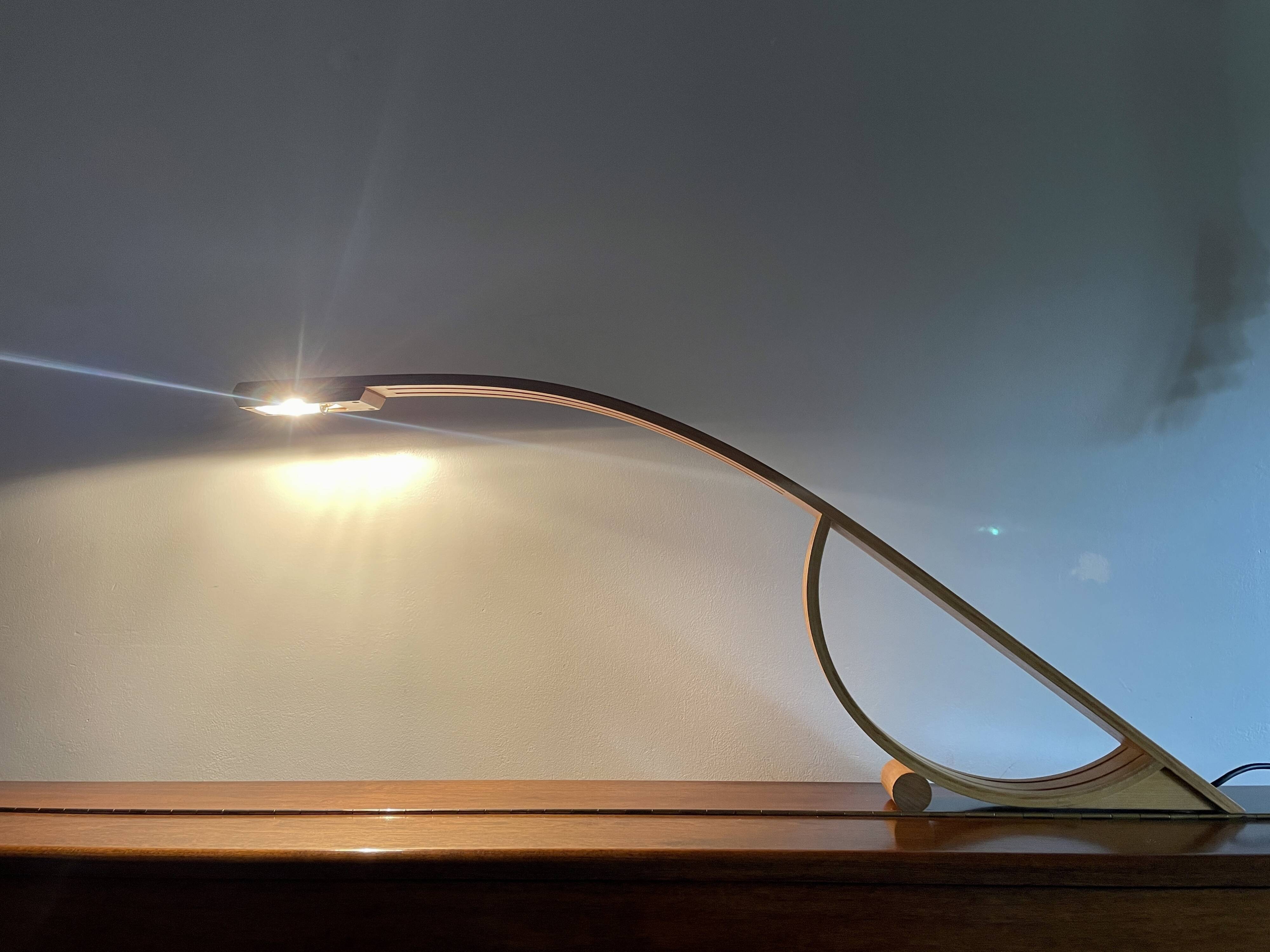 Lampe minimaliste en bois 1980