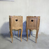 Pair of Louis XV style tables in solid oak, 1960