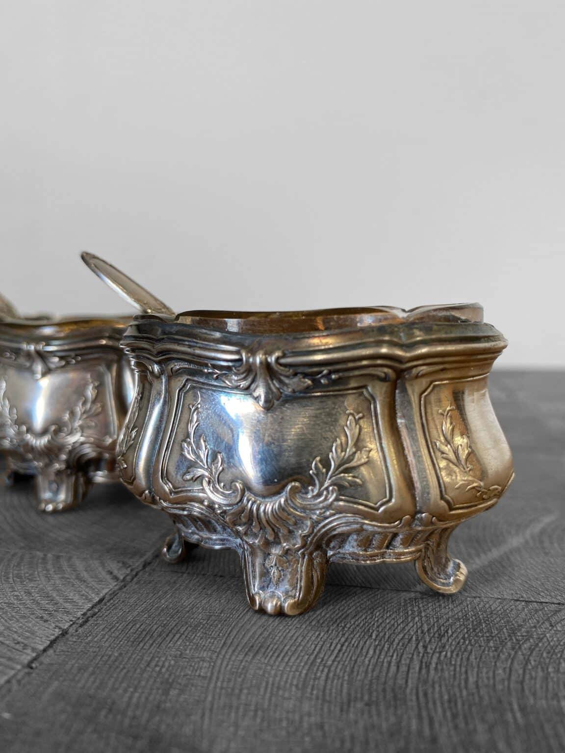 Set of 4 antique silver salt cellars