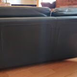 Roche Bobois black leather sofa