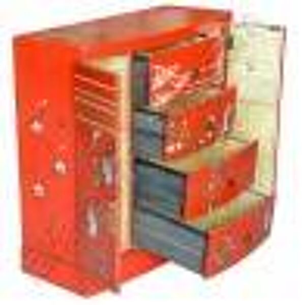 Meuble chinois rouge galbée