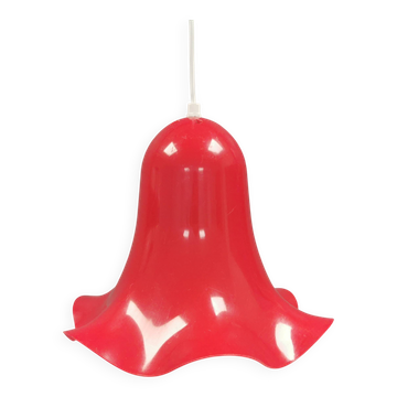 Red vintage hanging lamp made from ABC plastic. Denmark 1980s