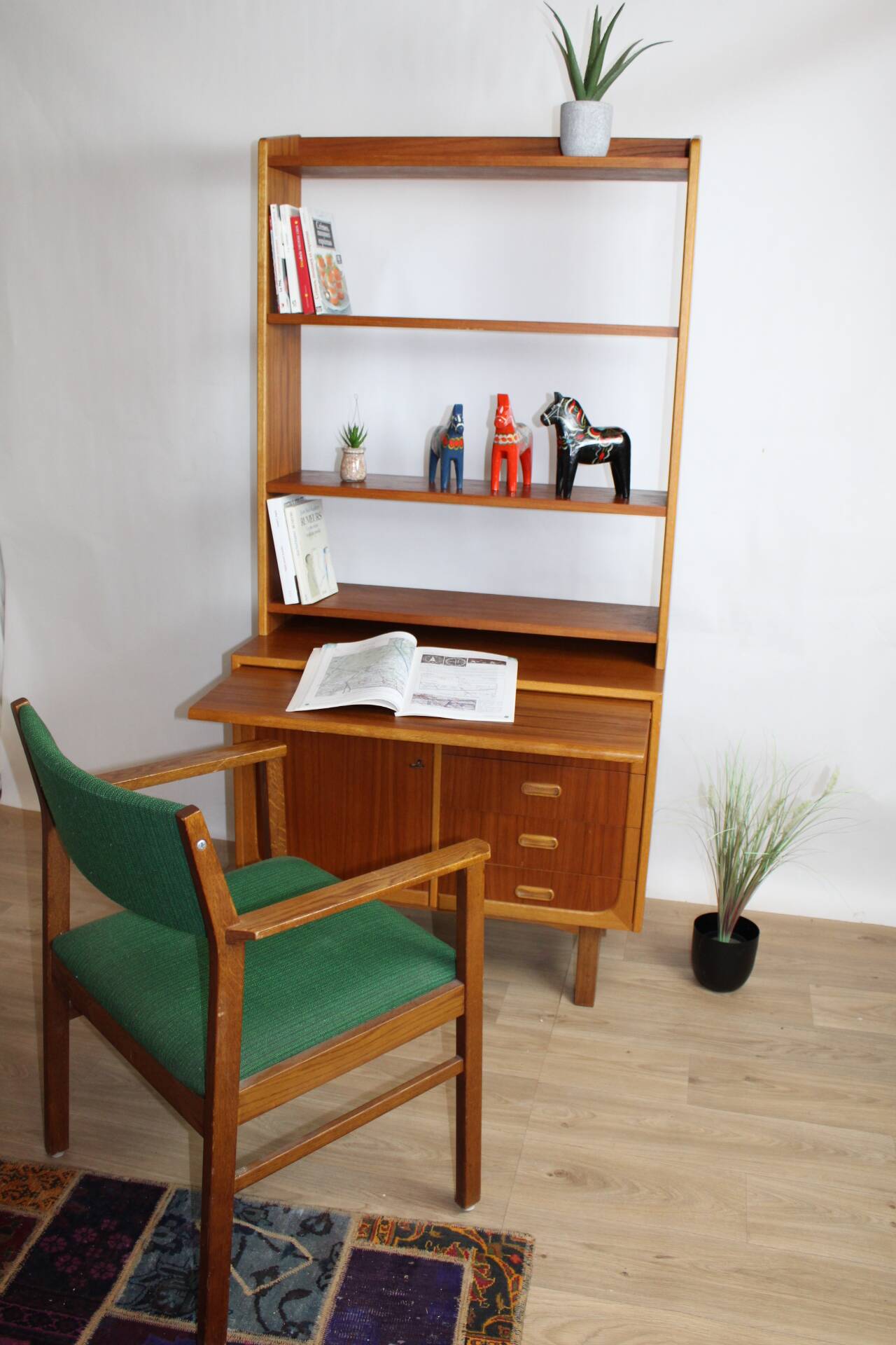 Bibliothèque multifonction vintage en teck 1960 DK