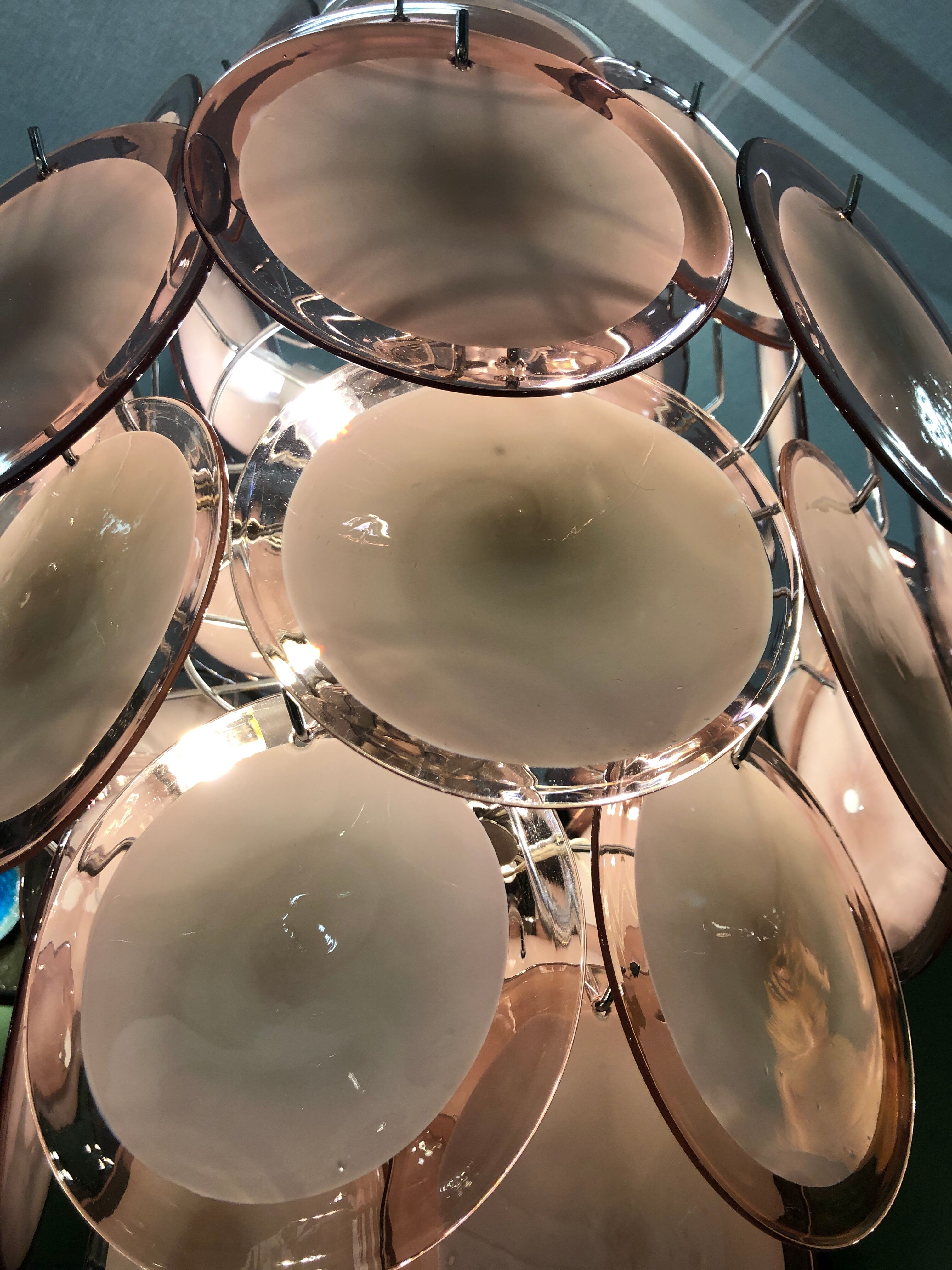 Murano Chandelier with 42 Crystal Disks design Gino Vistosi, 1970s