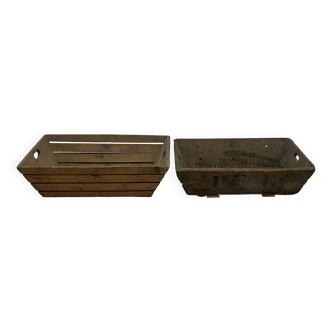 Caisse de vendange Angevine en bois  lot de 2 différentes