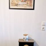 Wooden and cane chest unit