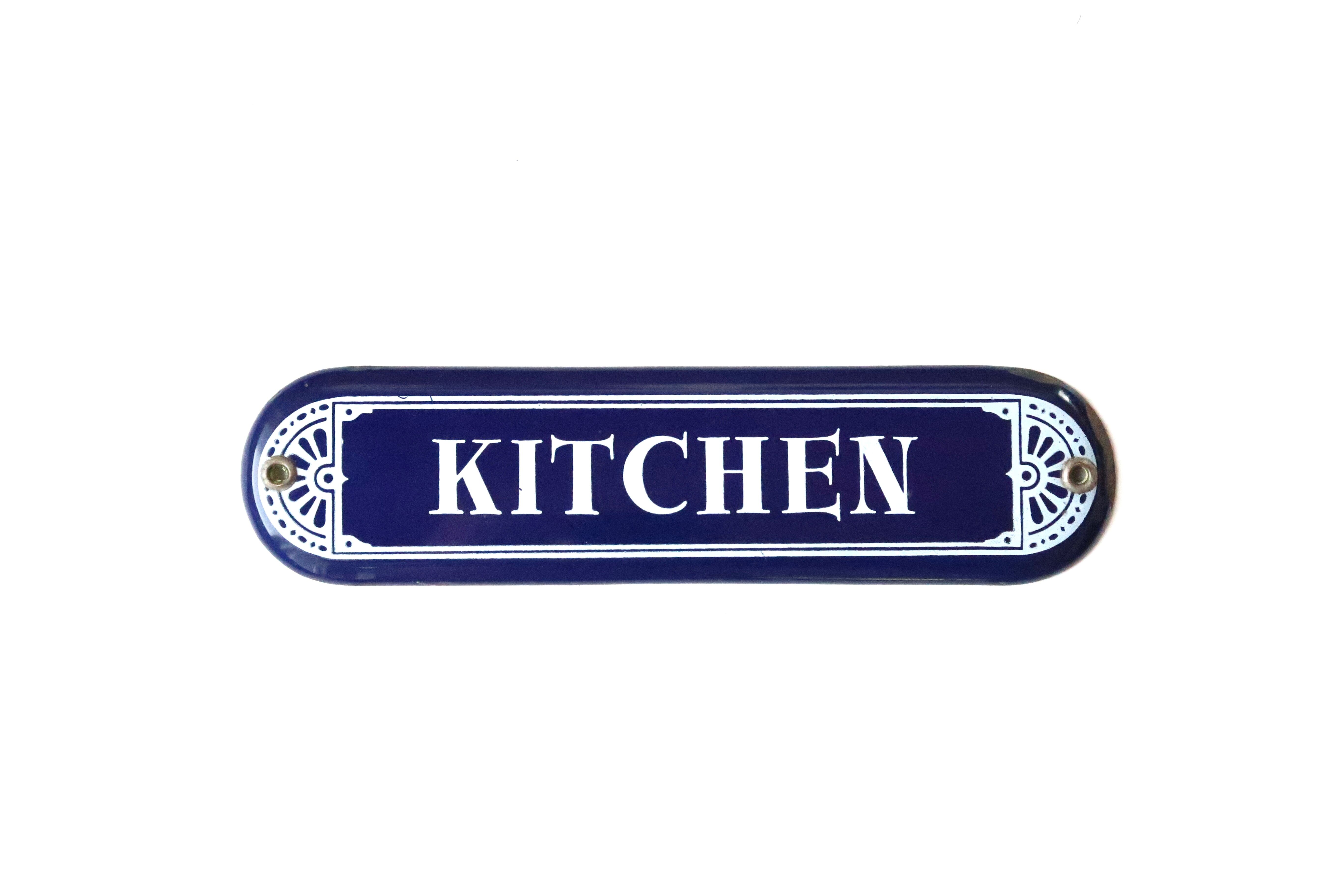 Plaque de porte émaillée Kitchen années 60