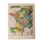 Old geological France map - 1920