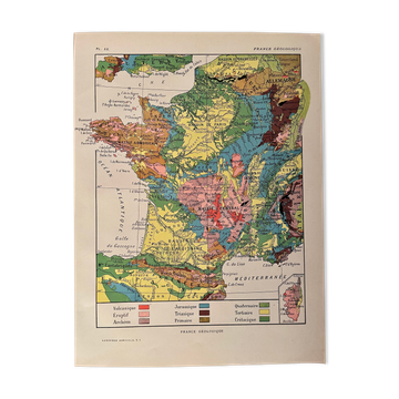 Old geological France map - 1920