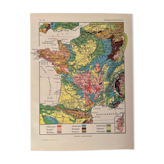 Old geological France map - 1920