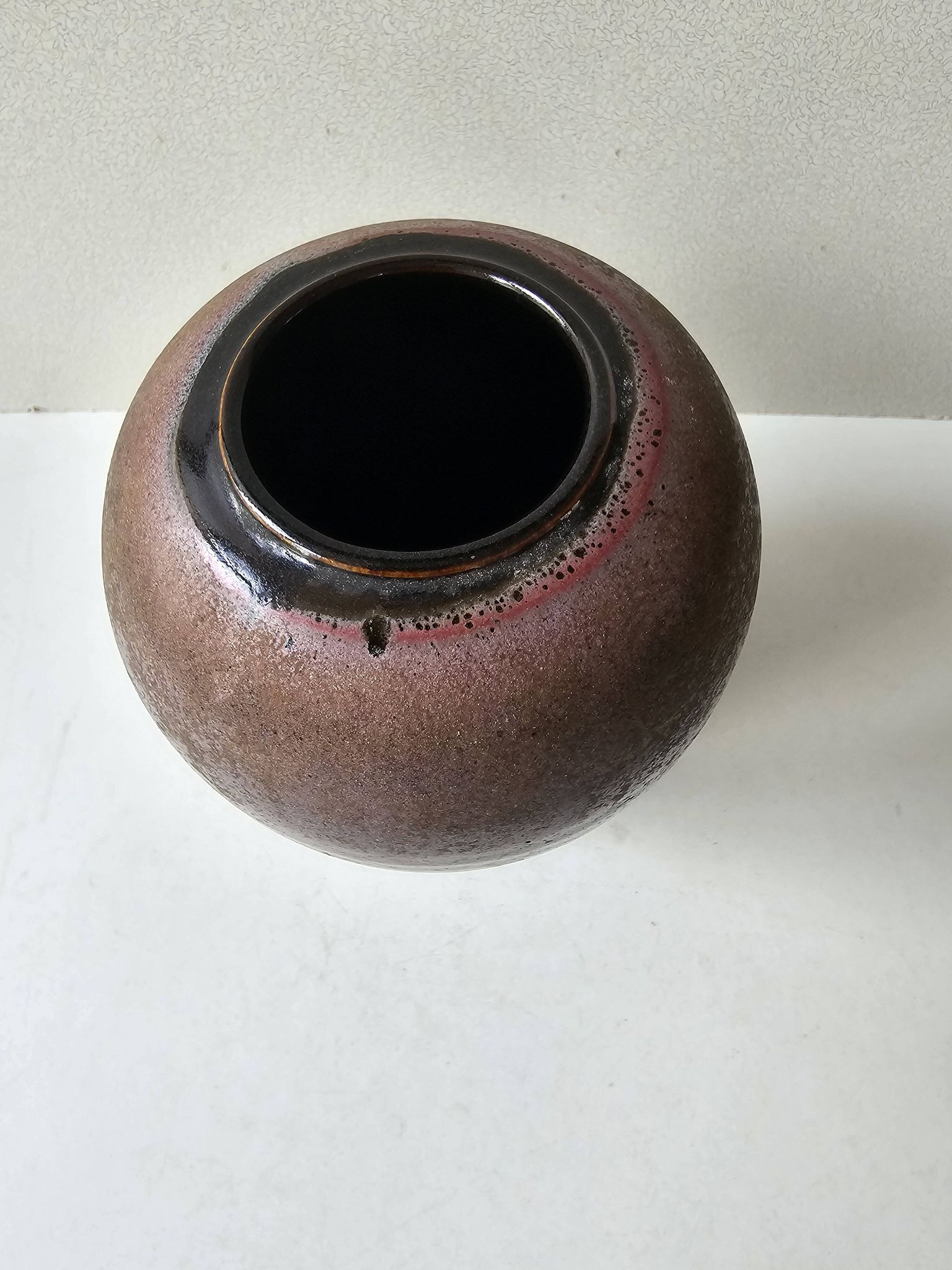 Vase en céramique à couverte Marron Bleue - 19cm
