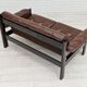 Scandinavian 2-seater sofa, original brown leather, 70s