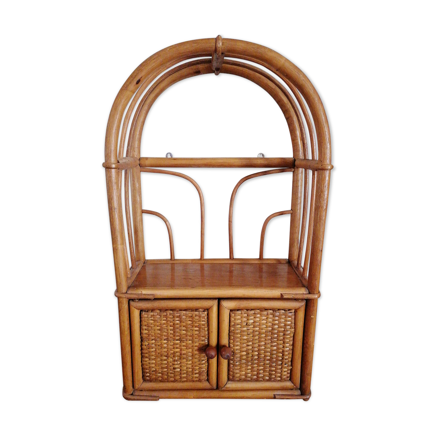 Vintage rattan wall shelf