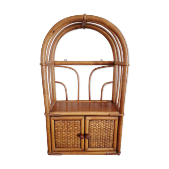 Vintage rattan wall shelf