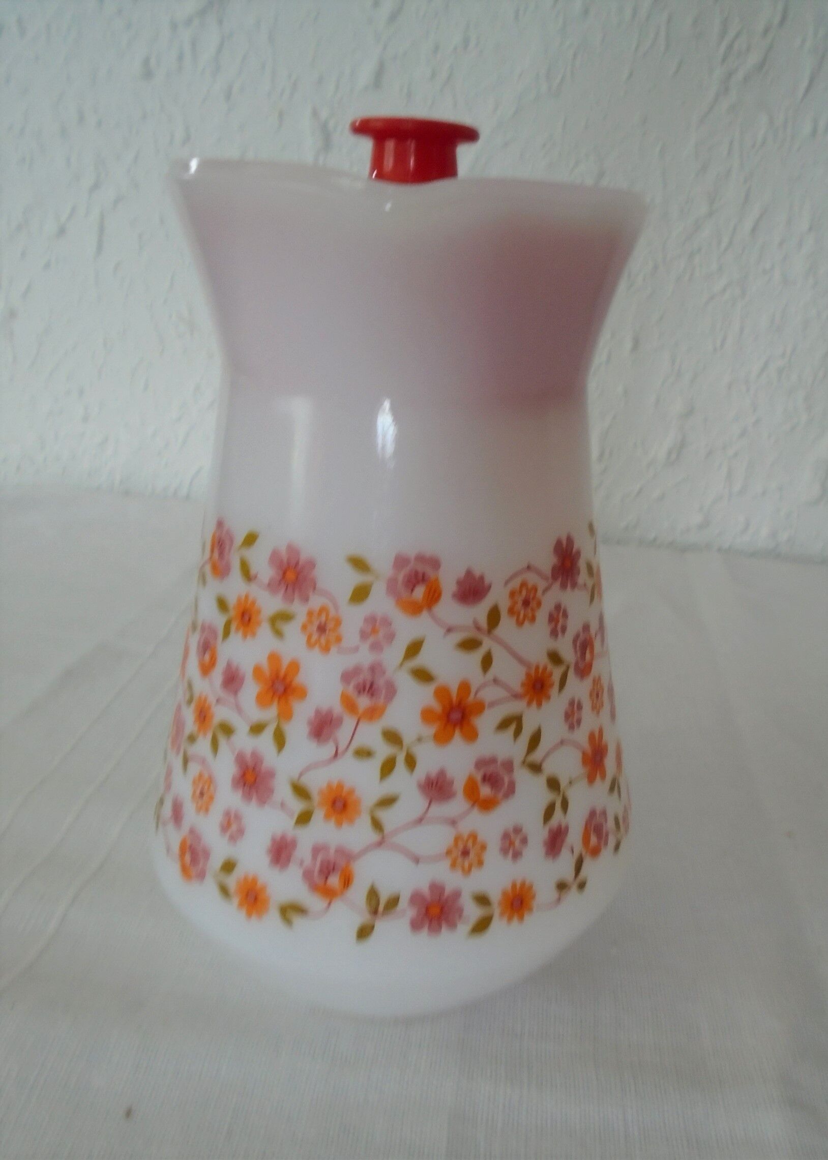 Pichet Scania verseuse carafe petities fleurs orange arcopal vintage