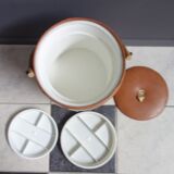 Brown round leatherette sewing box
