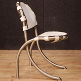 Set of 4 Italian Chairs in steel and fabric design Bazzani
