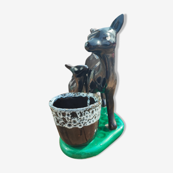 Doe and fawn pot cover