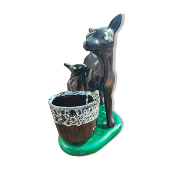 Doe and fawn pot cover