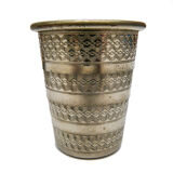 Timbale gobelet ancien pliant rétractable de voyage métal argenté en 4 parties