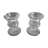 Lot 2 Vintage striated glass candlesticks