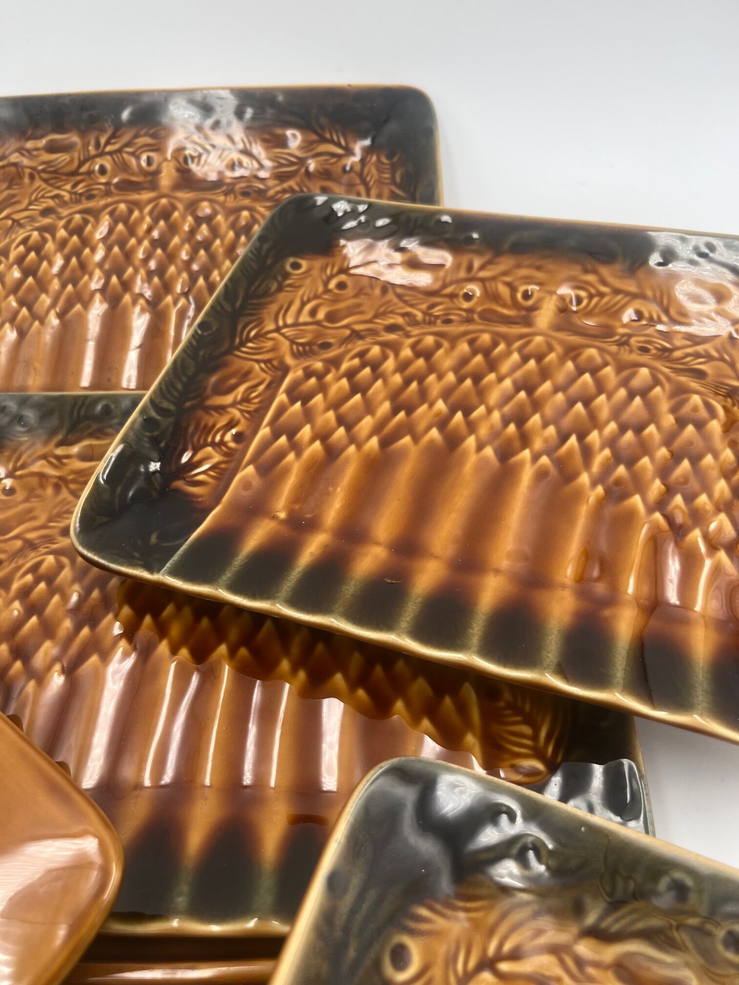 6 vintage plates in Sarreguemines slurry