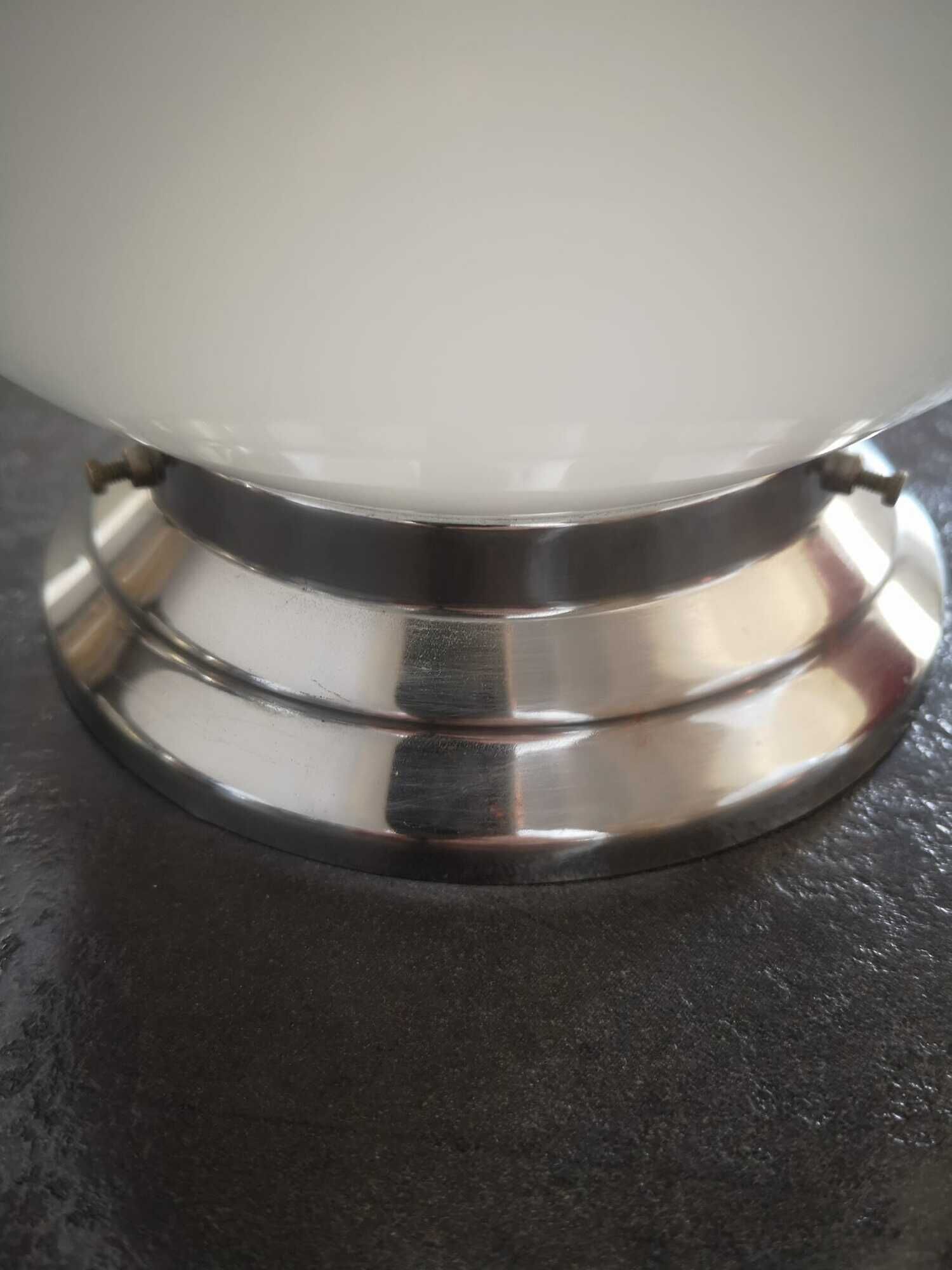 Ceiling lamp / wall lamp old opaline globe white base metal chrome Art Deco 1930 ø 20 cm TBE