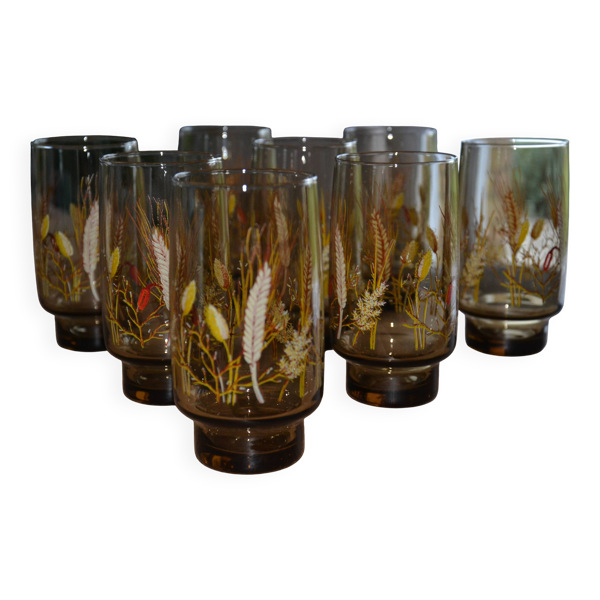 8 verres ambré années 70-80