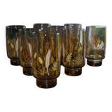 8 amber glasses from the 70s-80s.