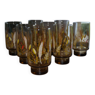 8 amber glasses from the 70s-80s.