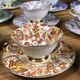 Porcelain coffee service multicolored and gilded cashmere designs signed BM France