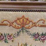 Wooden and embroidered fabric fireplace screen 94X62