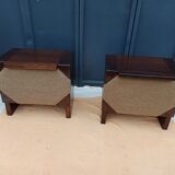 Pair of bedside tables wood and fabric - table