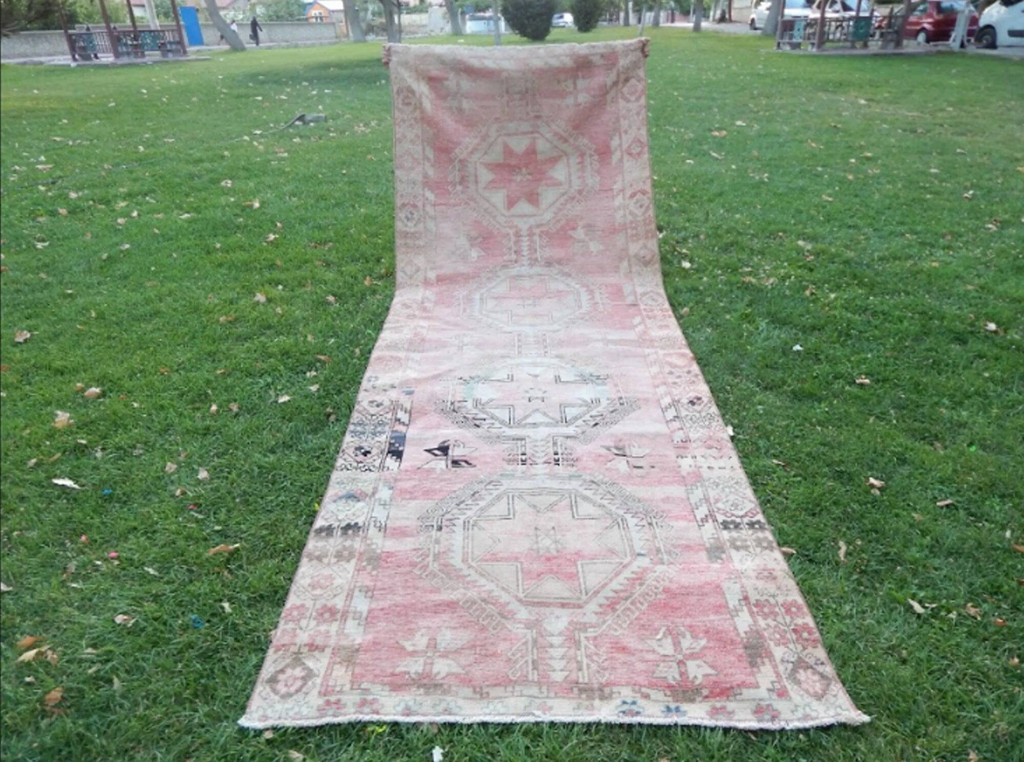 Vintage Turkish hallway rug 137x363 cm