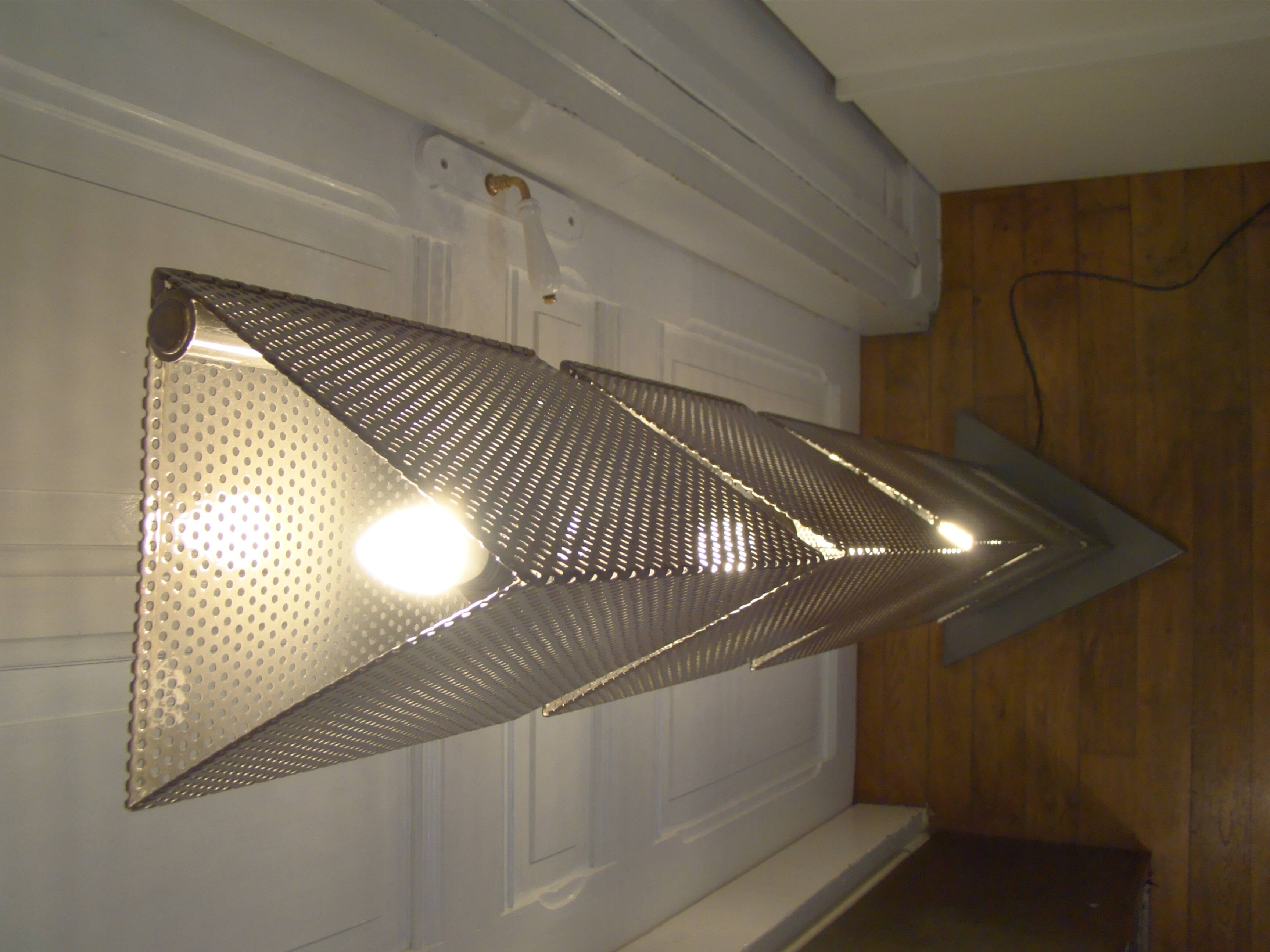 Vintage perforated metal floor lamp