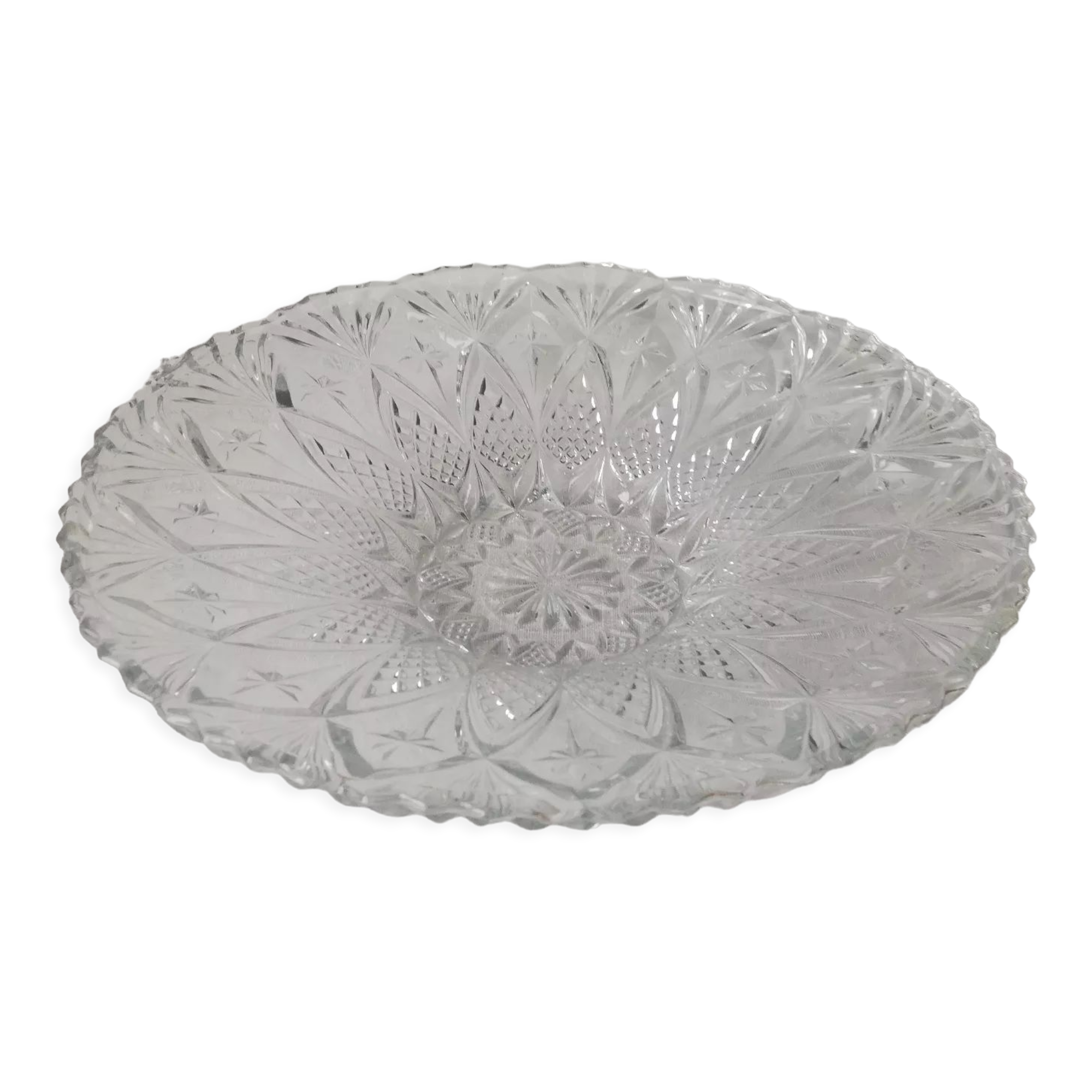 Chiseled glass dish