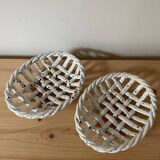 Set of 2 woven ceramic baskets