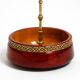 Beautiful 1960s nut bowl by Aldo Tura made of red goatskin and brass