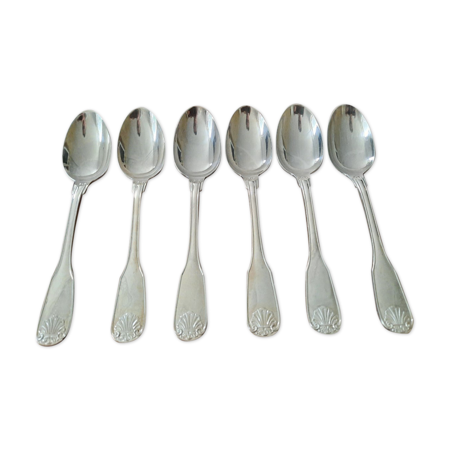 Set of 6 small silver metal spoons