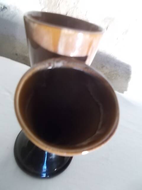 Vintage double neck vase in flamed stoneware